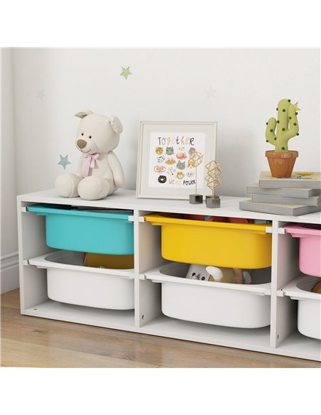 AIYAPLAY Low Height 2 Tiers Storage Organiser, Kids Toy Storage Unit with 6 Removable Bins for Bedroom, Nursery, Playroom - pic 174920 | FastDaddyshop