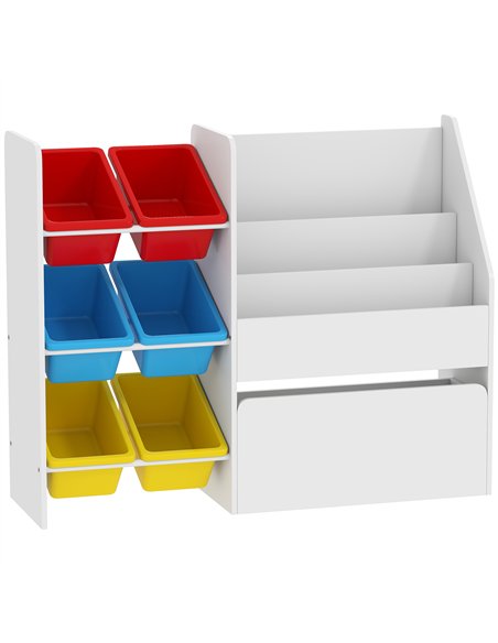 AIYAPLAY Toy Storage Unit, 3-Tier Toy Organiser Shelf with 6 Removable Storage Bins for Bedroom, Nursery, Multicoloured - pic 174921 | FastDaddyshop