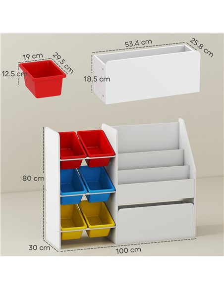 AIYAPLAY Toy Storage Unit, 3-Tier Toy Organiser Shelf with 6 Removable Storage Bins for Bedroom, Nursery, Multicoloured - pic 174923 | FastDaddyshop