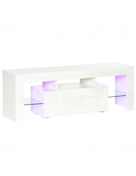 Homcom 1300mm High Gloss Futuristic TV Stand with LED Lights, White - pic 17493 | FastDaddyshop