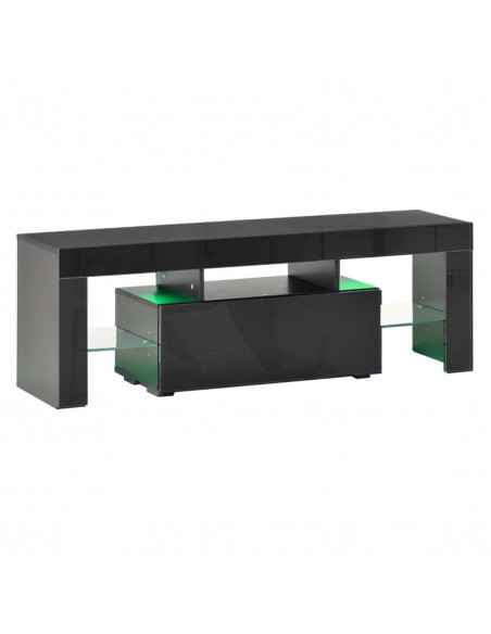 Homcom 1300mm High Gloss Futuristic TV Stand with LED Lights, Black - pic 17494 | FastDaddyshop