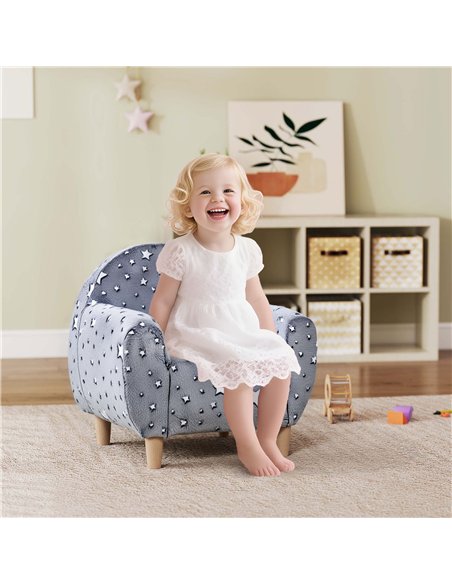 AIYAPLAY Kids Armchair, Glow in the Dark Chair with Star Design for Bedroom, Playroom, Kids Room, Grey - pic 174940 | FastDaddyshop