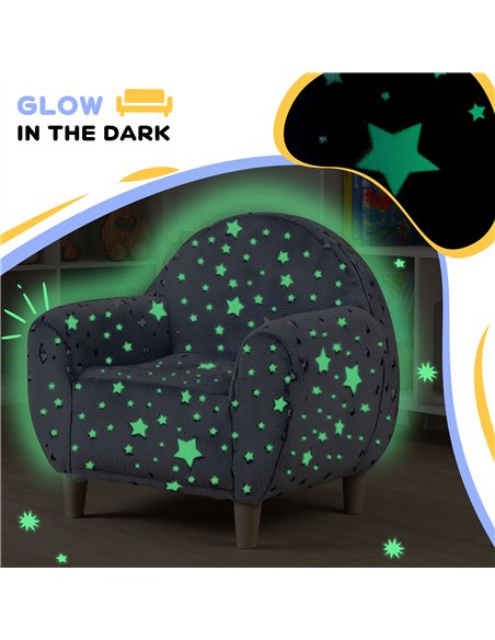 AIYAPLAY Kids Armchair, Glow in the Dark Chair with Star Design for Bedroom, Playroom, Kids Room, Grey - pic 174942 | FastDaddyshop