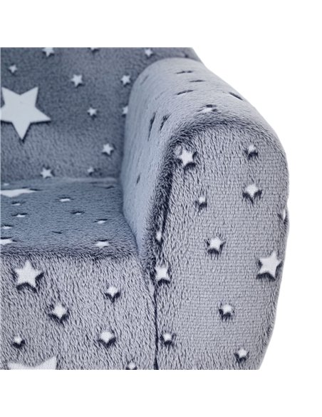AIYAPLAY Kids Armchair, Glow in the Dark Chair with Star Design for Bedroom, Playroom, Kids Room, Grey - pic 174946 | FastDaddyshop