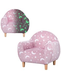 AIYAPLAY Kids Armchair, Glow in the Dark Chair with Star Design for Bedroom, Playroom, Kids Room, Pink