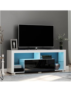 Homcom 1400mm Boxy TV Stand with LED Lights, Black & White 2