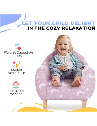 AIYAPLAY Kids Armchair, Glow in the Dark Chair with Star Design for Bedroom, Playroom, Kids Room, Pink