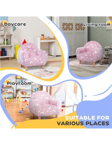 AIYAPLAY Kids Armchair, Glow in the Dark Chair with Star Design for Bedroom, Playroom, Kids Room, Pink