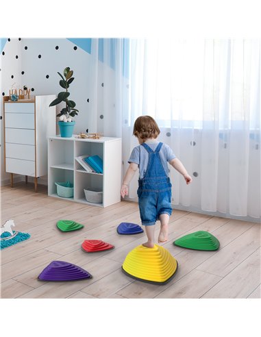 AIYAPLAY 6-Piece Stepping Stones for Kids, Stackable Sensory Toys Outdoor Indoor, Obstacle Course for Balance and Motor Skills