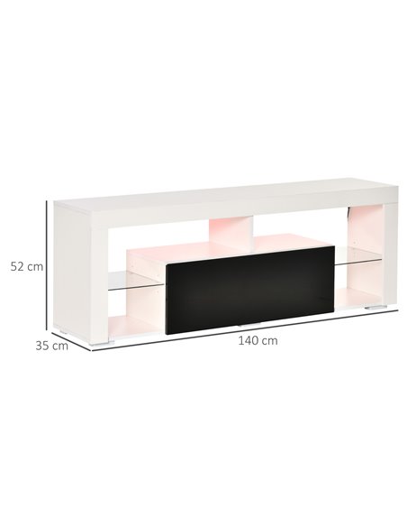 Homcom 1400mm Boxy TV Stand with LED Lights, Black & White - pic 17496 | FastDaddyshop