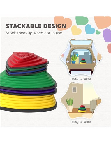 AIYAPLAY 6-Piece Stepping Stones for Kids, Stackable Sensory Toys Outdoor Indoor, Obstacle Course for Balance and Motor Skills