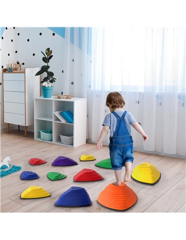 AIYAPLAY 11-Piece Stepping Stones for Kids, Stackable Sensory Toys Outdoor Indoor, Obstacle Course for Balance and Motor Skills