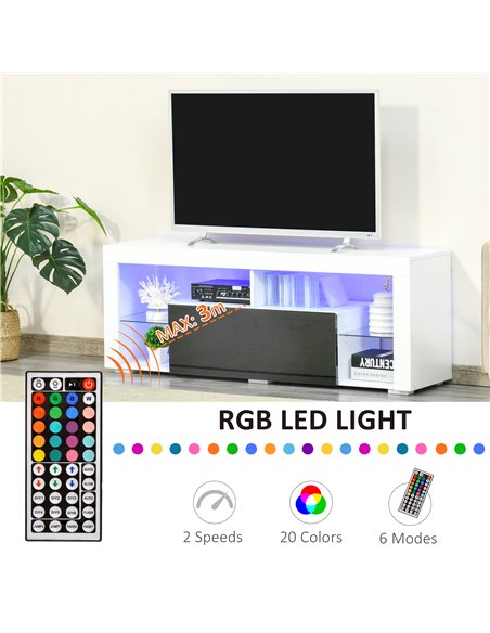 Homcom 1400mm Boxy TV Stand with LED Lights, Black & White - pic 17497 | FastDaddyshop