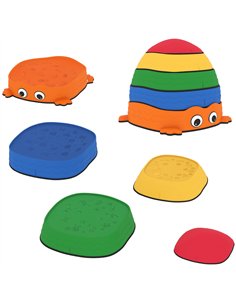 AIYAPLAY 5PCS Sensory Stepping Stones for Toddlers, Frog-Shaped Kids Stepping Stones Set with Anti-Slip Edging for Ages 2-8