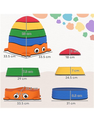 AIYAPLAY 5PCS Sensory Stepping Stones for Toddlers, Frog-Shaped Kids Stepping Stones Set with Anti-Slip Edging for Ages 2-8