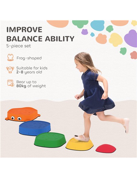 AIYAPLAY 5PCS Sensory Stepping Stones for Toddlers, Frog-Shaped Kids Stepping Stones Set with Anti-Slip Edging for Ages 2-8 - pic 174978 | FastDaddyshop