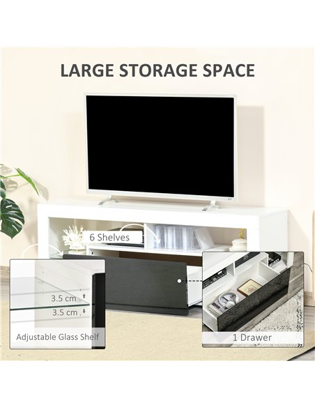 Homcom 1400mm Boxy TV Stand with LED Lights, Black & White - pic 17498 | FastDaddyshop