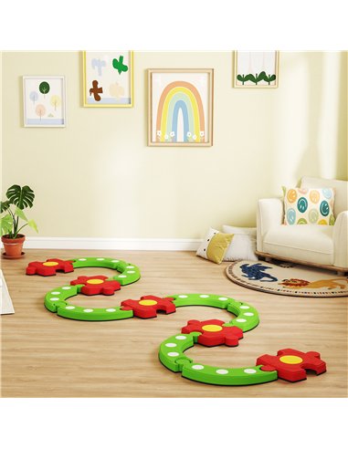 AIYAPLAY 13 PCS Kids Balance Beam Stepping Stones Set with Non-slip Textured Surface, Outdoor Indoor for Toddlers, Green