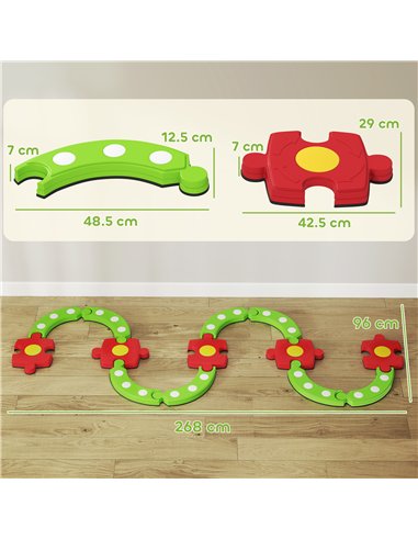 AIYAPLAY 13 PCS Kids Balance Beam Stepping Stones Set with Non-slip Textured Surface, Outdoor Indoor for Toddlers, Green