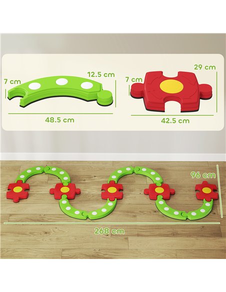 AIYAPLAY 13 PCS Kids Balance Beam Stepping Stones Set with Non-slip Textured Surface, Outdoor Indoor for Toddlers, Green - pic 174986 | FastDaddyshop