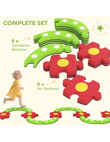 AIYAPLAY 13 PCS Kids Balance Beam Stepping Stones Set with Non-slip Textured Surface, Outdoor Indoor for Toddlers, Green - pic 174987 | FastDaddyshop