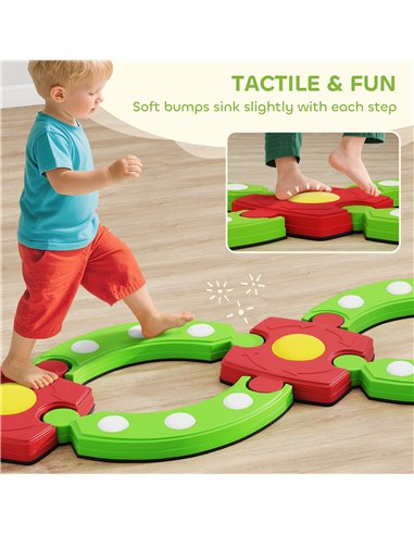AIYAPLAY 13 PCS Kids Balance Beam Stepping Stones Set with Non-slip Textured Surface, Outdoor Indoor for Toddlers, Green