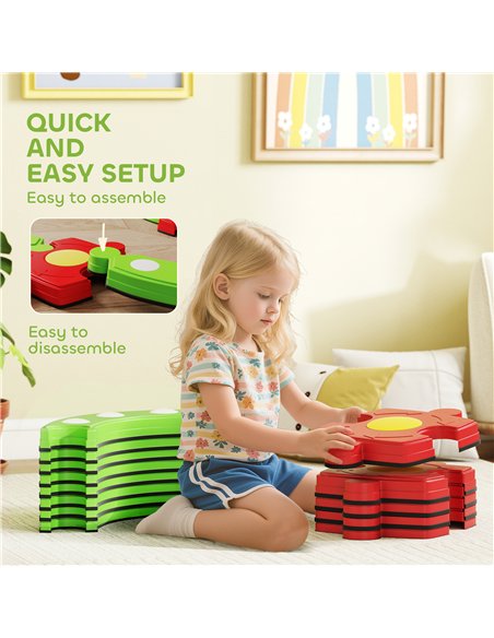 AIYAPLAY 13 PCS Kids Balance Beam Stepping Stones Set with Non-slip Textured Surface, Outdoor Indoor for Toddlers, Green - pic 174991 | FastDaddyshop