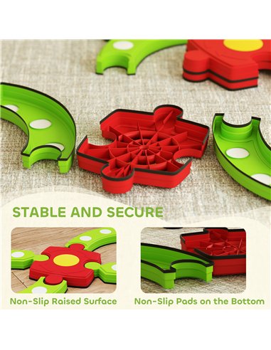 AIYAPLAY 13 PCS Kids Balance Beam Stepping Stones Set with Non-slip Textured Surface, Outdoor Indoor for Toddlers, Green