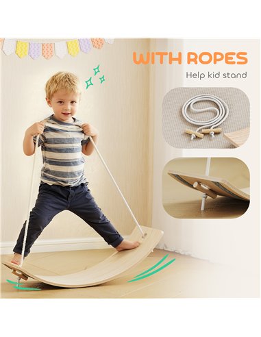 AIYAPLAY Kids Wooden Balance Board with Rope, Wooden Wobble Board with Felt for Sensory Play, for Toddler 3-6 Years Old