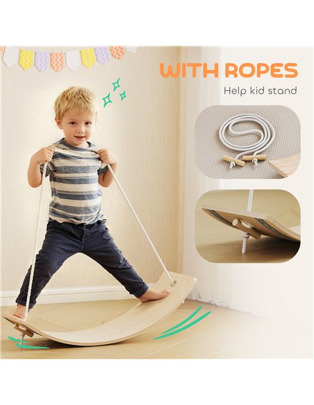 AIYAPLAY Kids Wooden Balance Board with Rope, Wooden Wobble Board with Felt for Sensory Play, for Toddler 3-6 Years Old - pic 174997 | FastDaddyshop