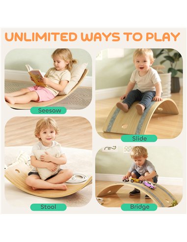 AIYAPLAY Kids Wooden Balance Board with Rope, Wooden Wobble Board with Felt for Sensory Play, for Toddler 3-6 Years Old