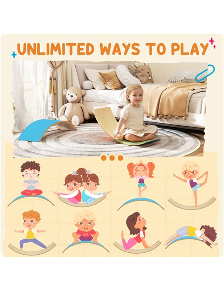 AIYAPLAY Wooden Balance Board for Kids, Wobble Board with Silent Felt for Sensory Play, Blue - pic 175007 | FastDaddyshop