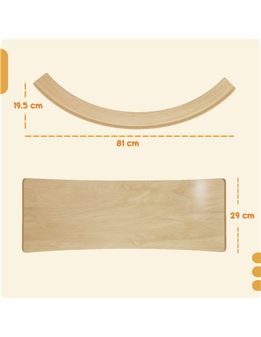 AIYAPLAY Wooden Balance Board for Kids, Wobble Board with Silent Felt for Sensory Play, Orange