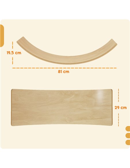 AIYAPLAY Wooden Balance Board for Kids, Wobble Board with Silent Felt for Sensory Play, Orange - pic 175013 | FastDaddyshop