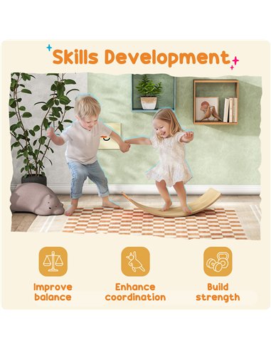 AIYAPLAY Wooden Balance Board for Kids, Wobble Board with Silent Felt for Sensory Play, Orange