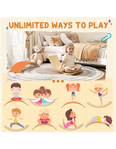 AIYAPLAY Wooden Balance Board for Kids, Wobble Board with Silent Felt for Sensory Play, Orange - pic 175016 | FastDaddyshop