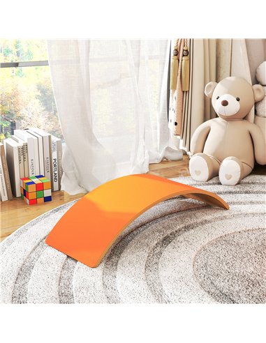AIYAPLAY Wooden Balance Board for Kids, Wobble Board with Silent Felt for Sensory Play, Orange