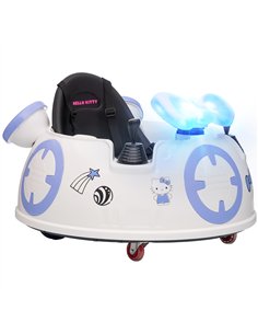 AIYAPLAY Hello Kitty Kids Ride on Bumper Car with Remote Control, Two Joysticks, Music, Lights, Safety Belt, White