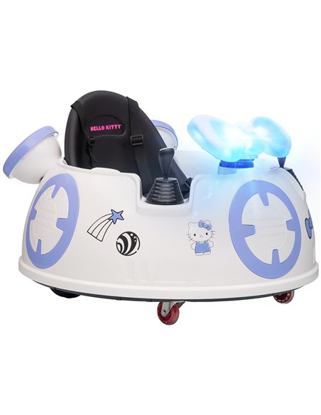 AIYAPLAY Hello Kitty Kids Ride on Bumper Car with Remote Control, Two Joysticks, Music, Lights, Safety Belt, White - pic 175083 | FastDaddyshop