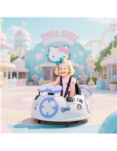 AIYAPLAY Hello Kitty Kids Ride on Bumper Car with Remote Control, Two Joysticks, Music, Lights, Safety Belt, White 2