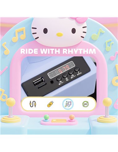 AIYAPLAY Hello Kitty Kids Ride on Bumper Car with Remote Control, Two Joysticks, Music, Lights, Safety Belt, White