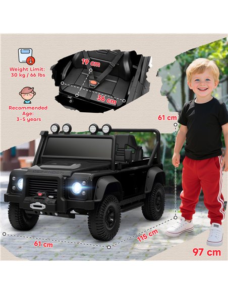 AIYAPLAY Kids Ride On Car with Remote Control, Music, Horn, 4 Spring Suspension Wheels, LED Lights for 3-5 Years Old, Black - pic 175094 | FastDaddyshop