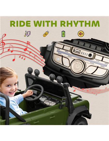 AIYAPLAY Kids Ride On Car with Remote Control, Music, Horn, 4 Spring Suspension Wheels, LED Lights for 3-5 Years Old, Green - pic 175118 | FastDaddyshop