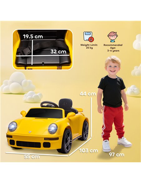 AIYAPLAY Licensed RUF CTR 2017-Yellowbird Electric Car for Kids, with Remote Control, Soft Start, MP3 Player, LED Lights, Yellow - pic 175121 | FastDaddyshop