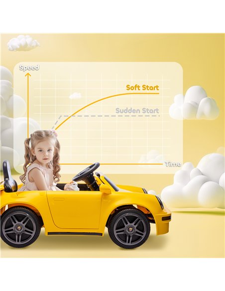 AIYAPLAY Licensed RUF CTR 2017-Yellowbird Electric Car for Kids, with Remote Control, Soft Start, MP3 Player, LED Lights, Yellow - pic 175123 | FastDaddyshop