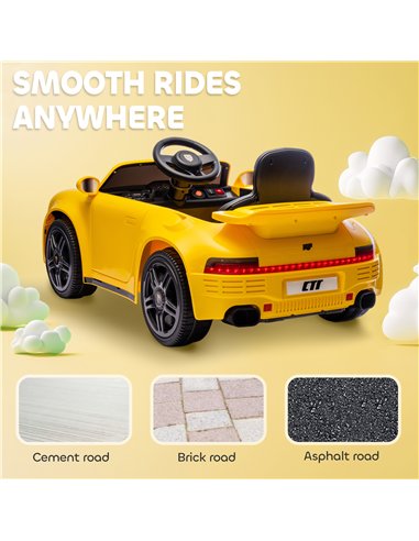AIYAPLAY Licensed RUF CTR 2017-Yellowbird Electric Car for Kids, with Remote Control, Soft Start, MP3 Player, LED Lights, Yellow