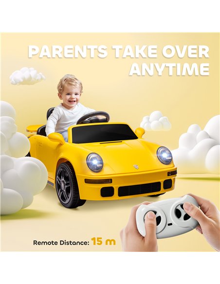 AIYAPLAY Licensed RUF CTR 2017-Yellowbird Electric Car for Kids, with Remote Control, Soft Start, MP3 Player, LED Lights, Yellow - pic 175125 | FastDaddyshop