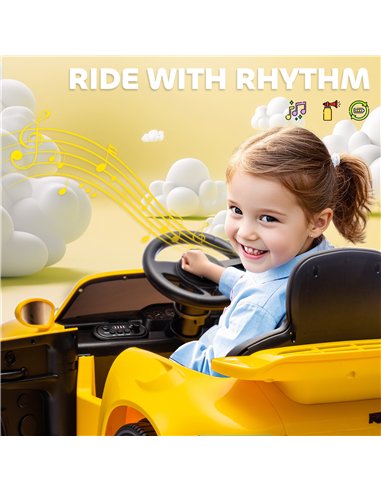 AIYAPLAY Licensed RUF CTR 2017-Yellowbird Electric Car for Kids, with Remote Control, Soft Start, MP3 Player, LED Lights, Yellow