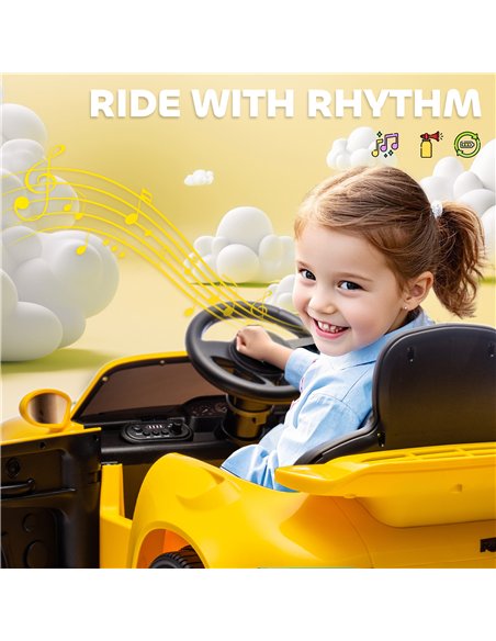 AIYAPLAY Licensed RUF CTR 2017-Yellowbird Electric Car for Kids, with Remote Control, Soft Start, MP3 Player, LED Lights, Yellow - pic 175126 | FastDaddyshop