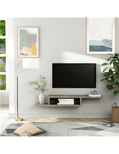 Homcom Wall Mounted Media Console, 'Z' Floating TV Stand, Grey